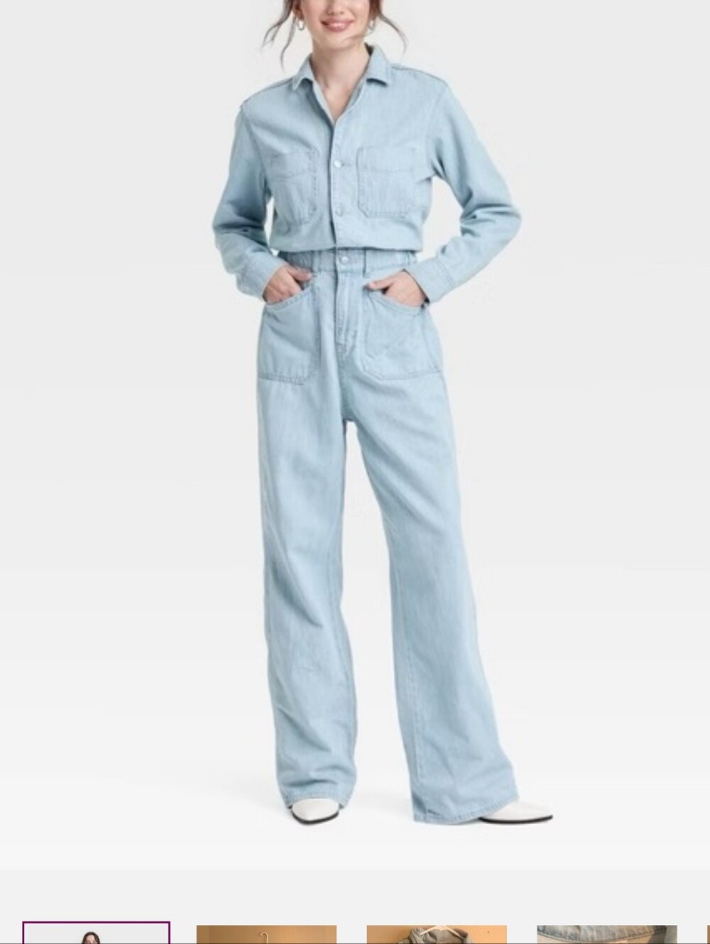 Light Wash Denim Utility Jumpsuit Sz 10